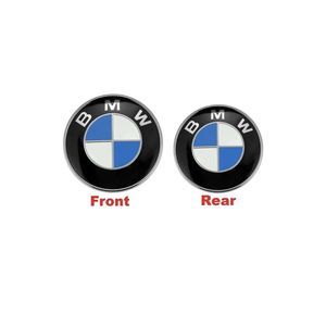 2PCS Front Hood 82MM And Rear Trunk 74MM BMW Emblem Logo Badge